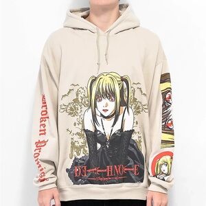 Anime Graphic Beige Hoodie